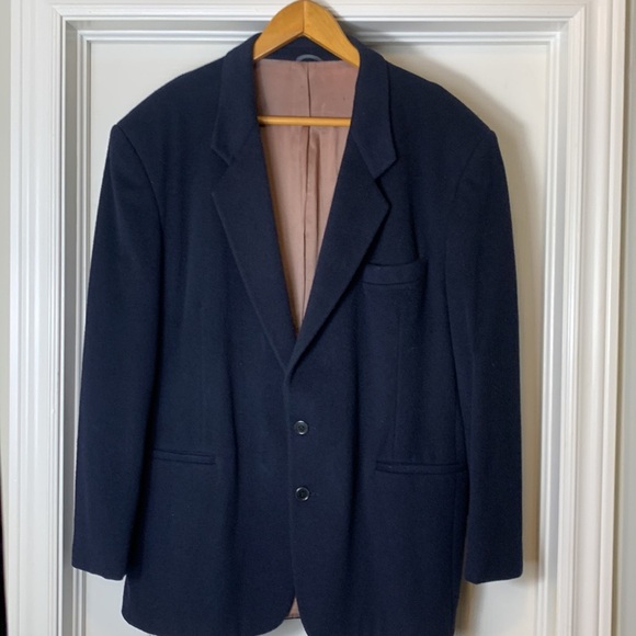 Vintage 80s Wool Cashmere Blend Michael Gabriele Navy Blazer Men’s size 44R - Picture 3 of 16